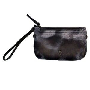 Simply Vera Vera Wang Wristlet Clutch Black‎ Gray Imitation Leather Tie Dye